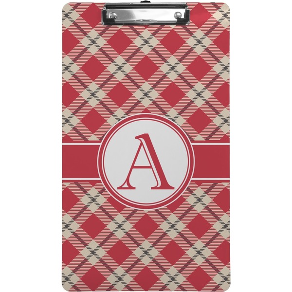 Custom Red & Tan Plaid Clipboard (Legal Size) (Personalized)