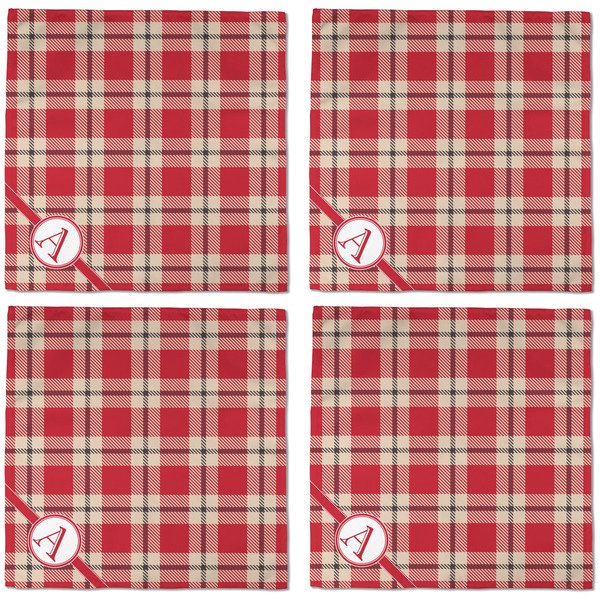 Red & Tan Plaid Cloth Napkins - Personalized Dinner (APPROVAL) Set of 4