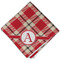 Red & Tan Plaid Cloth Dinner Napkin - Single w/ Initial