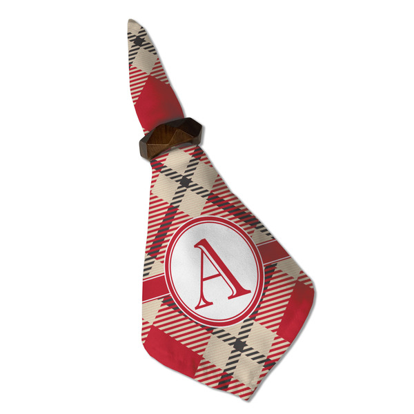 Red & Tan Plaid Cloth Napkins - Personalized Dinner (Folded in Ring) (MAIN)