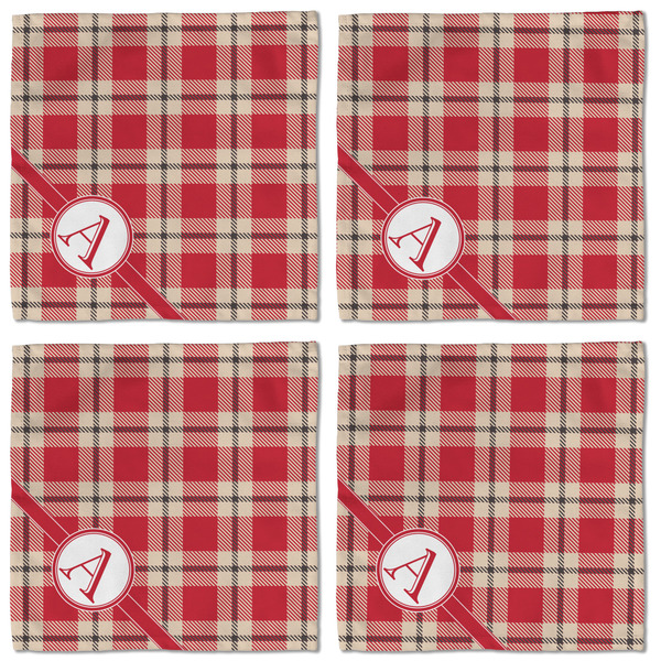 Red & Tan Plaid Cloth Napkins - Personalized Lunch (APPROVAL) Set of 4
