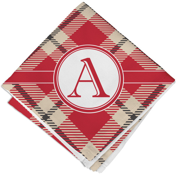 Red & Tan Plaid Cloth Napkins - Personalized Lunch (Folded Four Corners)
