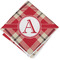 Red & Tan Plaid Cloth Napkin w/ Initial
