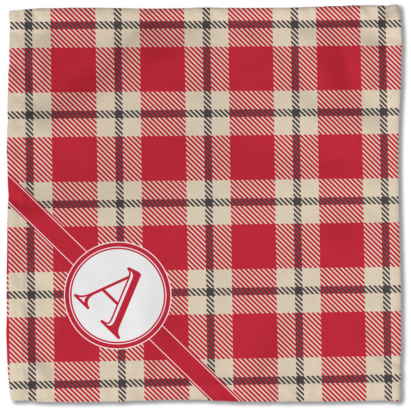 Red & Tan Plaid Cloth Napkins - Personalized Lunch (Single Full Open)