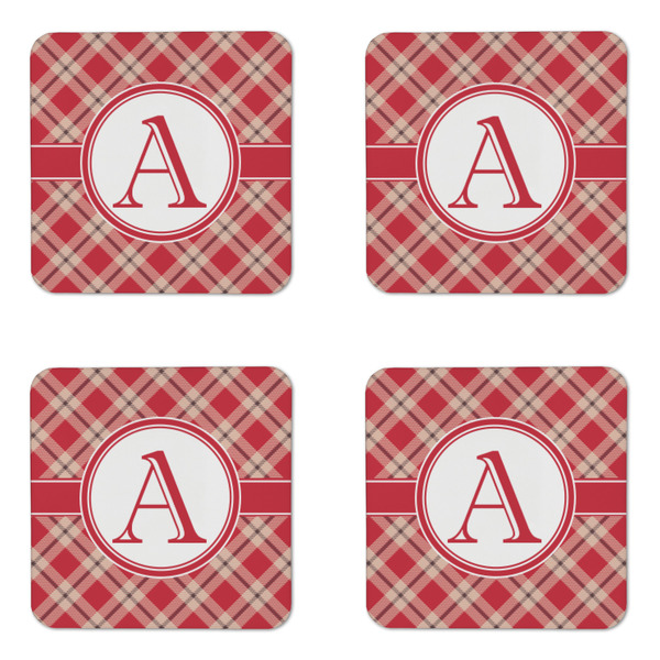 Red & Tan Plaid Coaster Set - APPROVAL