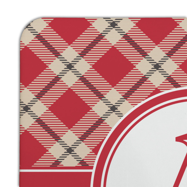 Red & Tan Plaid Coaster Set - DETAIL