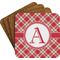 Red & Tan Plaid Coaster Set (Personalized)