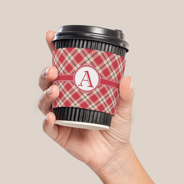 Red & Tan Plaid Coffee Cup Sleeve - LIFESTYLE