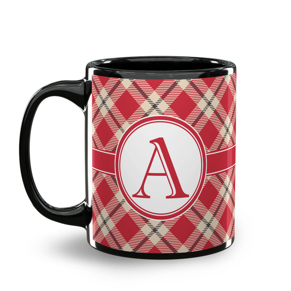 Red & Tan Plaid Coffee Mug - 11 oz - Black