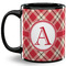 Red & Tan Plaid 11 Oz Coffee Mug - Black (Personalized)