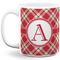 Red & Tan Plaid 11 Oz Coffee Mug - White (Personalized)