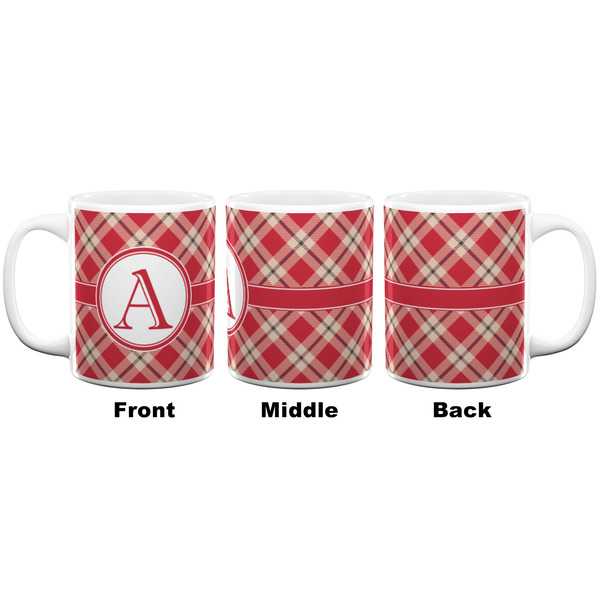 Red & Tan Plaid Coffee Mug - 11 oz - White APPROVAL
