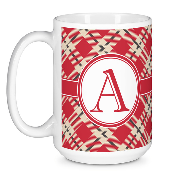Red & Tan Plaid Coffee Mug - 15 oz - White