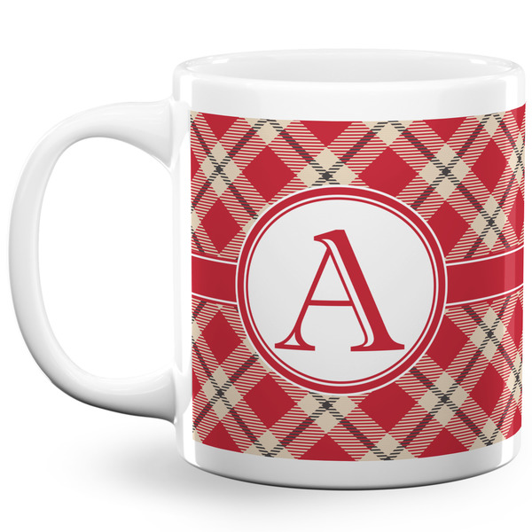 Red & Tan Plaid Coffee Mug - 20 oz - White