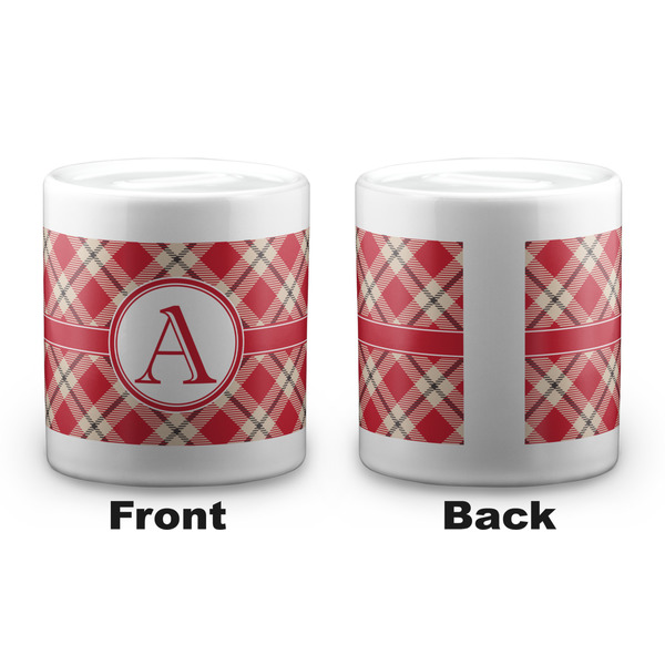 Red & Tan Plaid Coin Bank - Apvl