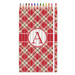 Red & Tan Plaid Colored Pencils (Personalized)