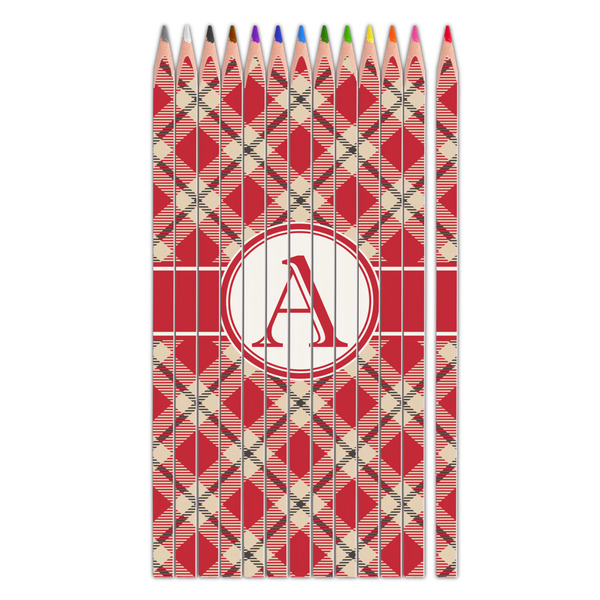 Custom Red & Tan Plaid Colored Pencils (Personalized)