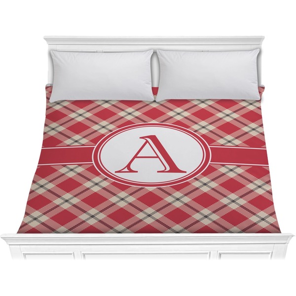 Custom Red & Tan Plaid Comforter - King (Personalized)