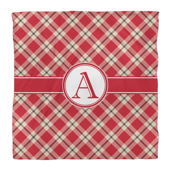 Red & Tan Plaid Comforter - Queen - Front