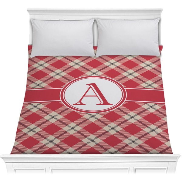 Custom Red & Tan Plaid Comforter - Full / Queen (Personalized)