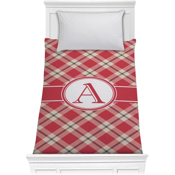 Custom Red & Tan Plaid Comforter - Twin (Personalized)