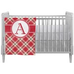 Red & Tan Plaid Crib Comforter / Quilt (Personalized)