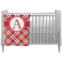 Red & Tan Plaid Crib Comforter / Quilt (Personalized)