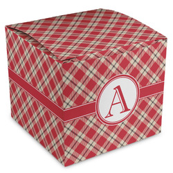 Red & Tan Plaid Cube Favor Gift Boxes (Personalized)