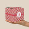Red & Tan Plaid Cube Favor Gift Box - On Hand - Scale View