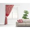 Red & Tan Plaid Curtain With Window and Rod - in Room Matching Pillow