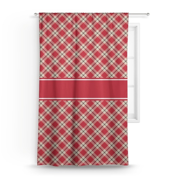 Custom Red & Tan Plaid Curtain - 50"x84" Panel