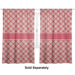 Red & Tan Plaid Curtain Panel - Custom Size
