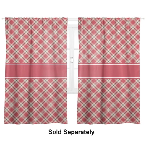 Custom Red & Tan Plaid Curtain Panel - Custom Size