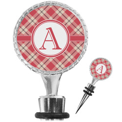 Red & Tan Plaid Wine Bottle Stopper (Personalized)