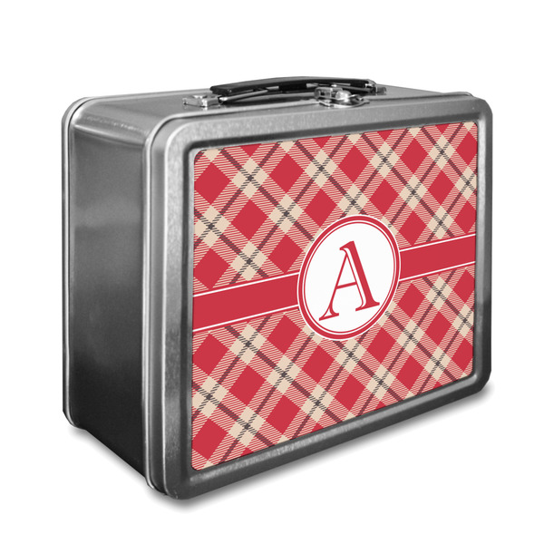 Custom Red & Tan Plaid Lunch Box (Personalized)