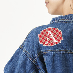 Red & Tan Plaid Large Custom Shape Patch (Personalized)