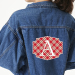 Red & Tan Plaid Twill Iron On Patch - Custom Shape - 2XL - Set of 4 (Personalized)