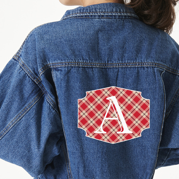 Custom Red & Tan Plaid Large Custom Shape Patch - 2XL (Personalized)