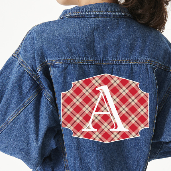 Custom Red & Tan Plaid Twill Iron On Patch - Custom Shape - 3XL (Personalized)