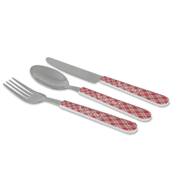 Red & Tan Plaid Cutlery Set - MAIN