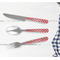 Red & Tan Plaid Cutlery Set - w/ PLATE