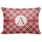 Red & Tan Plaid Decorative Baby Pillowcase - 16"x12" w/ Initial