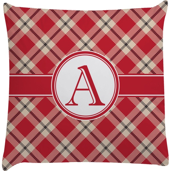 Custom Red & Tan Plaid Decorative Pillow Case (Personalized)