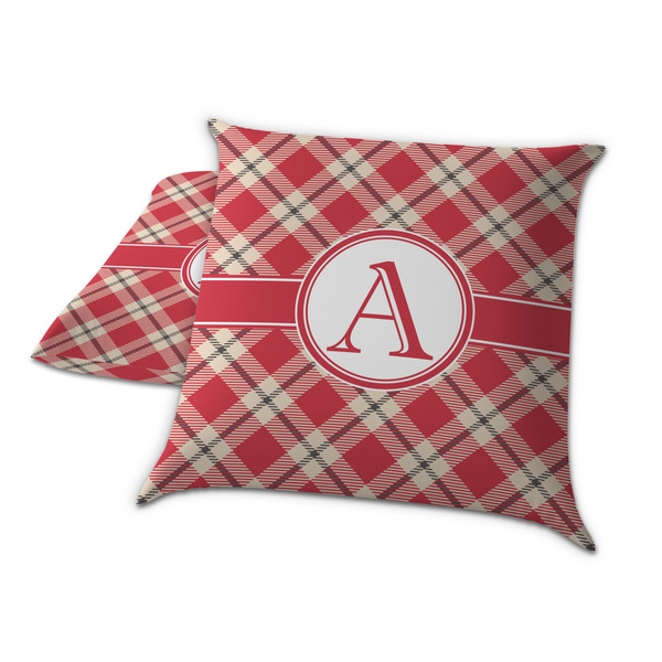 Red & Tan Plaid Decorative Pillow Case - TWO