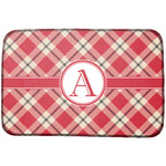 Red & Tan Plaid Dish Drying Mat w/ Initial