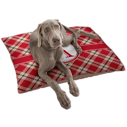Red & Tan Plaid Dog Bed - Large w/ Initial