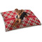 Red & Tan Plaid Dog Bed - Small w/ Initial