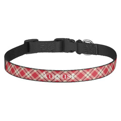 Red & Tan Plaid Dog Collar - Medium (Personalized)