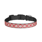 Red & Tan Plaid Dog Collar - Small (Personalized)