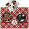 Red & Tan Plaid Dog Food Mat - Medium LIFESTYLE